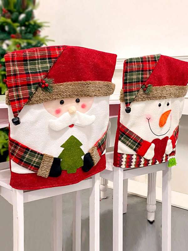 Christmas Santa Chair Hat Cover For Restaurant Hotel Home Decoration, Red Velvet Chair Covers Christmas Chair Decor