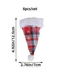 6 件闪光圣诞帽餐具架，迷你无纺布圣诞老人帽子餐具架，棒棒糖和酒瓶盖装饰圣诞节派对餐桌餐具装饰用品，圣诞节 - 彩色 - 查看 13