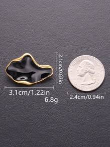 3 Peças/Pacote Botões de Metal Esmaltados Assimétricos, Adequados para Vestidos, Cardigãs, Jaquetas, Suéteres, Ternos - Botões de Costura Personalizados Únicos, Adequados para Decoração de Moda - Preto e Dourado