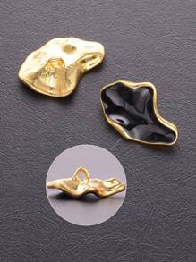 3 Peças/Pacote Botões de Metal Esmaltados Assimétricos, Adequados para Vestidos, Cardigãs, Jaquetas, Suéteres, Ternos - Botões de Costura Personalizados Únicos, Adequados para Decoração de Moda - Preto e Dourado