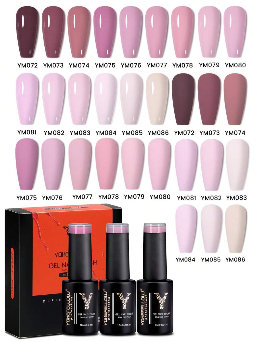 YOKEFELLOW 1 set YOKEFELLOW 10ml Esmalte de uñas en gel nude Set de 3 colores Conjunto de esmalte de gel rosa nude Esmalte de uñas rosa neutro claro Juego de iniciación de remoción LED Regalos de arte de uñas DIY Manicura para mujeres y niñas
