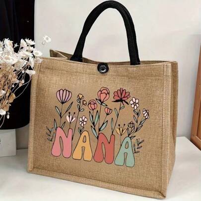 Bolsa tote com estampa de vovó, bolsa de ombro de grande capacidade, bolsa feminina casual para deslocamento, escola, compras, viagens, praia, presentes exclusivos para a vovó, os melhores presentes de Ação de Graças para a família