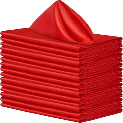 6/8/12/24/16 szt. Zestaw czerwonych jedwabistych satynowych serwetek, zmywalna kwadratowa serwetka stołowa z poliestru, odpowiednia do dekoracji weselnych
