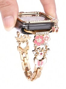 1个蝴蝶吊坠设计，触屏灵敏，无需贴膜，兼容，表壳和流苏合金表带需另行购买。表带和表壳可组合购买，享受更多优惠。兼容 Ultra/SE/8/7/5/4/3/2，尺寸为38/40/41/42/44/45/49毫米。