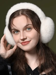 1pc Solid Color Plush Foldable Ear Muffs For Women - Warm & Soft Fur Lining, Lovely Pink Design, Perfect Choice For Autumn & Winter - A - View 5