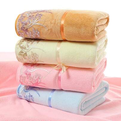 2PCS Lace Thickened Absorbent Soft Embroidered Towel Beach Towel Soft Absorbent Towel Home Bathroom Decor Fall Decor Back To School For Beauty Salon Home Bathroom