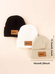 3 peças Bebê/Criança/Criança Tricotado Duplo Pom-Pom Proteção de Orelha Gorro Chapéus, Quente Cor Sólida Versátil Outono/Inverno