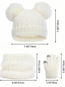 3pcs Kids Winter Knit Hat, Gloves & Scarf Set, Girls & Boys Fleece Lined Beanie, Neck Warmer Suit