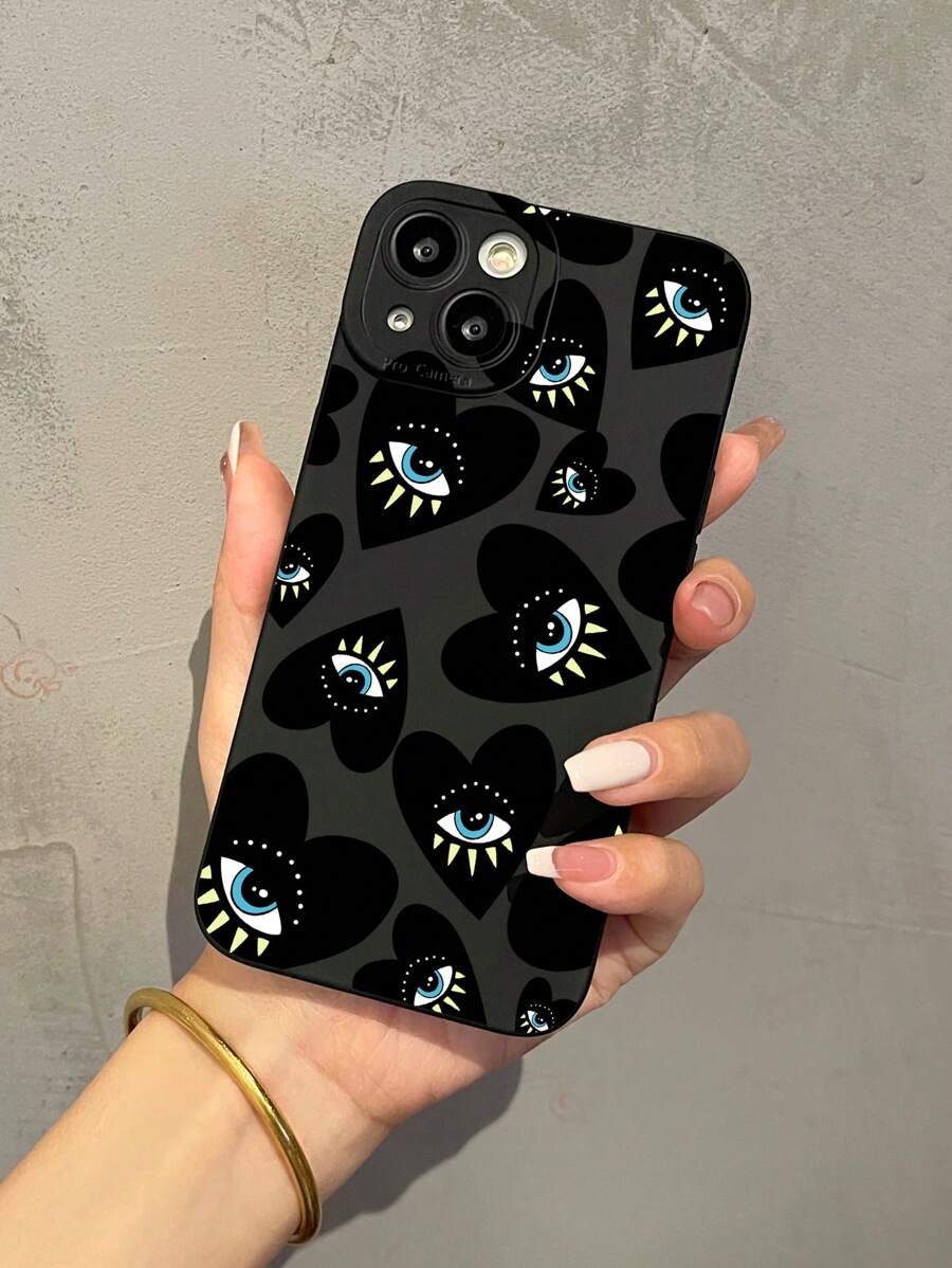 1PC Black Heart Eyes Full Body Shockproof Phone Case Compatible With Iphone 15 14 13 12 11 Pro Max, A13 A21S A52 Waterproof Anti-Fall Scratch Resistant,International Version, Not The Domestic Version - Multicolor - View 1