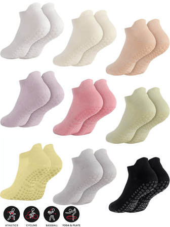 1/3/6 Pairs Colorful Yoga Socks For Women, Breathable Ankle Grip Socks Suitable For Sports, Ballet, Yoga