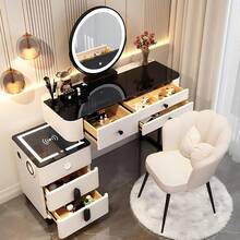 Agilithor Dressing Table With Lighted Mirror Vanity Desk Set,Makeup Table With Drawers And Stool, Vanity Set With Storage Shelves, Bedroom Dressing Tables For Girls,Gray 80cm [Energy Class A] - 白色 - 查看 1
