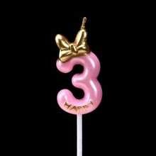 1pc/10pcs Number 0-9 Cute Bowknot Birthday Number Candle B Oys G Ilrs Cake Decor Digital Candles Topper Cupcake Party Decoration Supplies