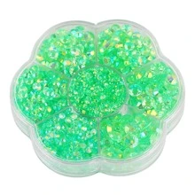 5000 件/盒，2 毫米 3 毫米 4 毫米 5 毫米 6 毫米，5 种尺寸，果冻糖，透明 AB 水晶珠，花形盒包装，圆形平底水钻多色水晶宝石非热熔 DMC 珠宝珠，玻璃石钻石 3D 图案设计配件闪光美甲贴花装饰用于衣服、包、鞋、杯子、手机壳、手工艺品、DIY 装饰。