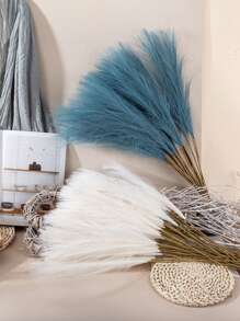 5/15 件波西米亚风格人造蒲苇草茎，羽毛般纹理，农舍婚礼家居装饰，适用于客厅/卧室，自然风格中心装饰礼物 - Pampas - 查看 8