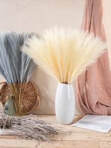 5/15 件波西米亚风格人造蒲苇草茎，羽毛般纹理，农舍婚礼家居装饰，适用于客厅/卧室，自然风格中心装饰礼物 - Pampas - 查看 10