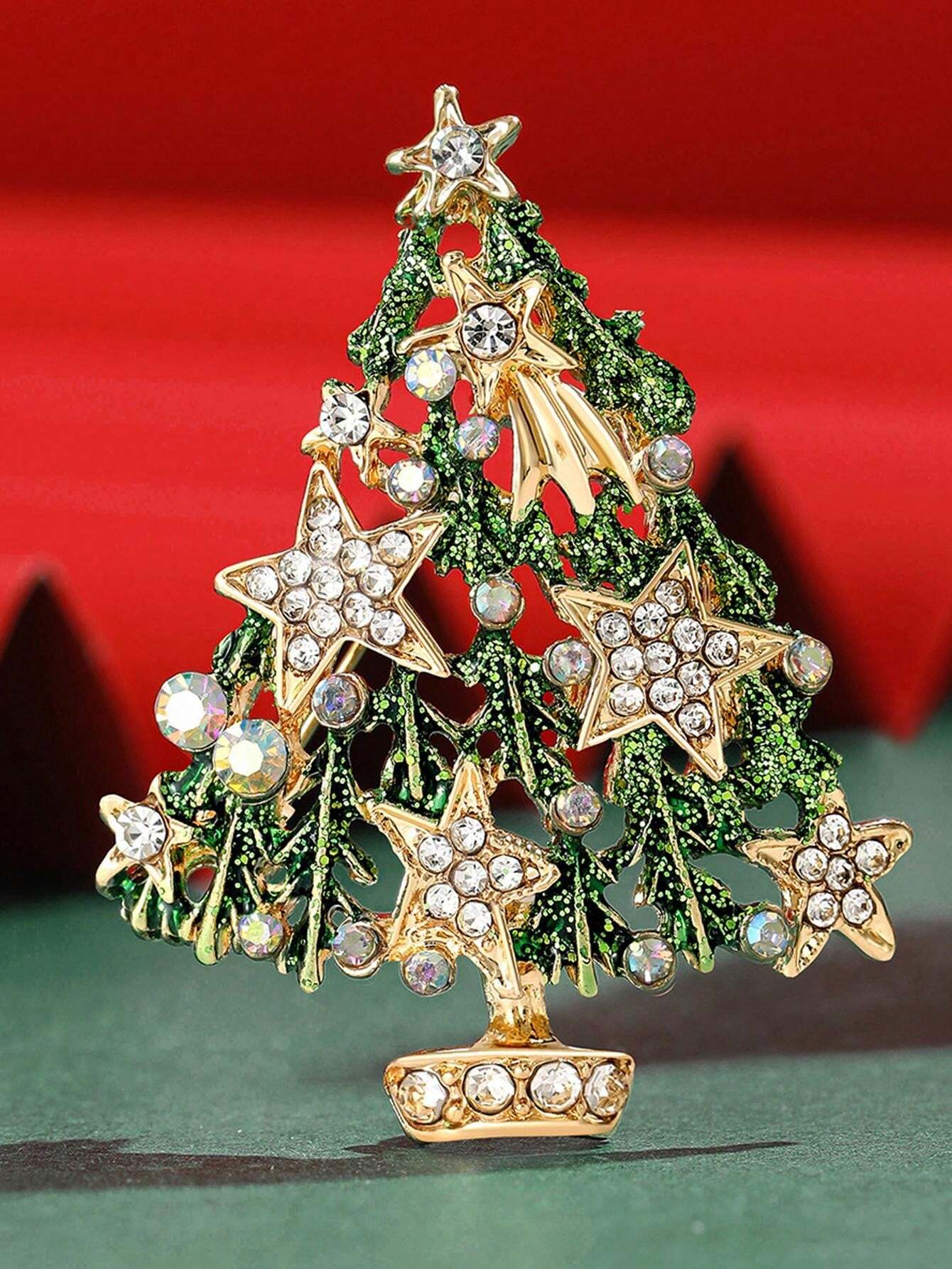 1pc New Christmas Tree Brooches For Kids Vintage MultiColored