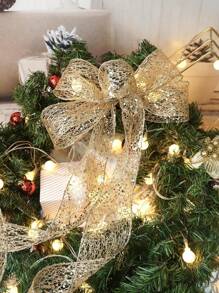 1 Stück 2m glitzerndes Weihnachtsband aus Gittergewebe für Kranz, Baumspitze, Schleife, Heimdekoration, Geschenkverpackung, Weihnachten