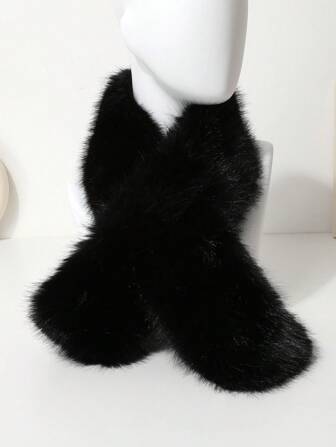 1pc Women's New Elegant And Charming Solid Color Fluffy Scarf For Daily Casual Wear