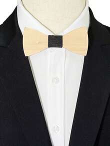 1pc (Vân gỗ ngẫu nhiên) Nơ gỗ trơn màu cho nam, Nơ gỗ trang trí áo sơ mi và vest - Nhiều màu - Xem 1