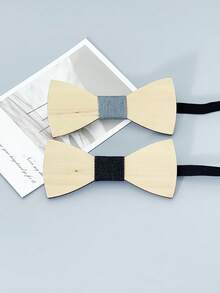 1pc (Vân gỗ ngẫu nhiên) Nơ gỗ trơn màu cho nam, Nơ gỗ trang trí áo sơ mi và vest - Nhiều màu - Xem 3