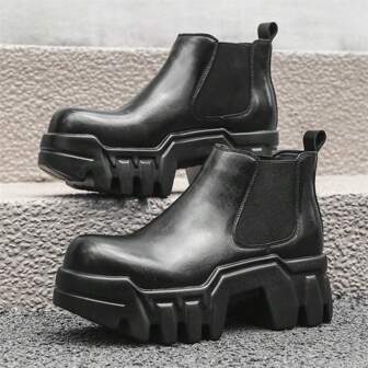 Chelsea Boots For Men, Pull-On Design, Chunky High Top Ankle Boots, Autumn New Arrivals