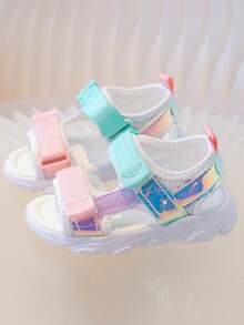 1 双女童新生儿防滑软底公主凉鞋，幼儿露趾沙滩休闲鞋，百搭 - 白色 - 查看 1