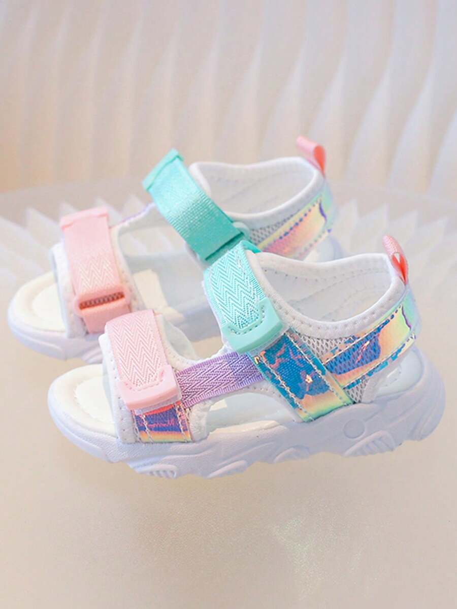 1 双女童新生儿防滑软底公主凉鞋，幼儿露趾沙滩休闲鞋，百搭 - 白色 - 查看 1