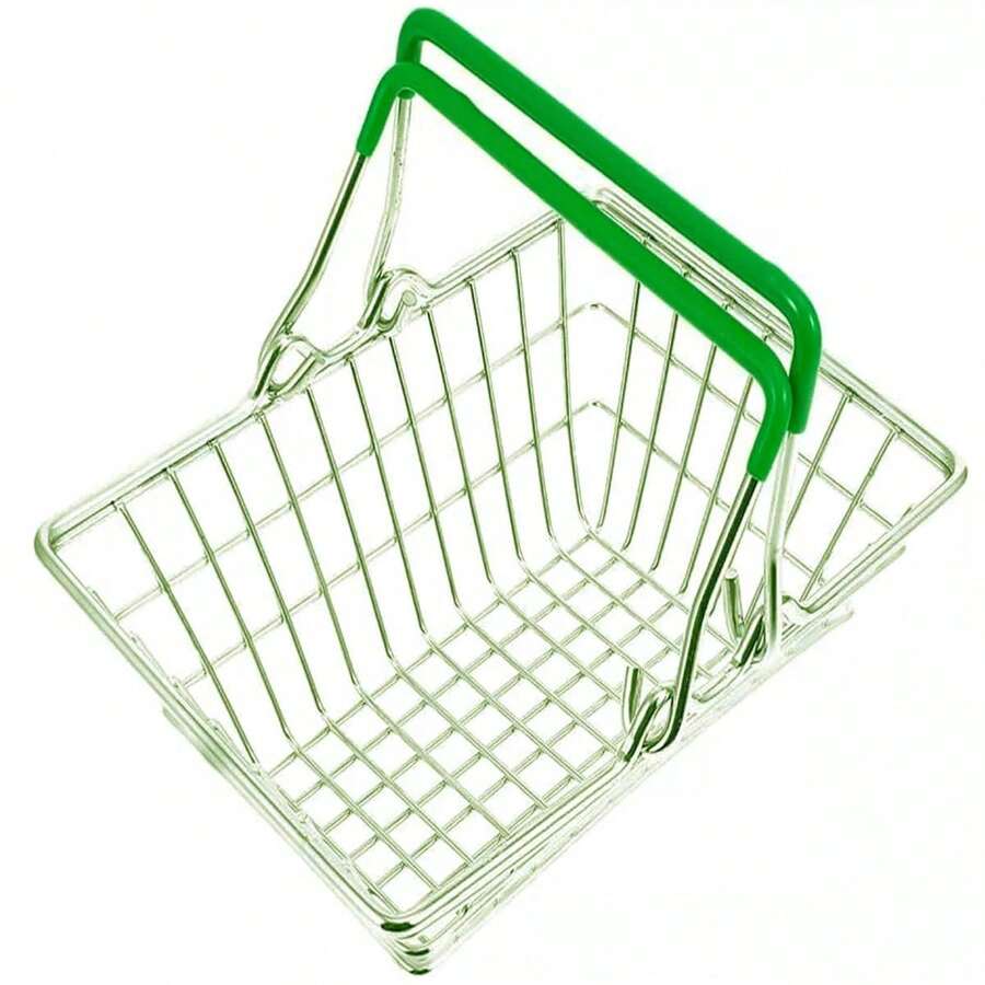 Kit With 2 Market Basket Ornament Shopping Basket Storage Box Tea Bags Sugar Or Salt - màu xanh lá - Xem 1