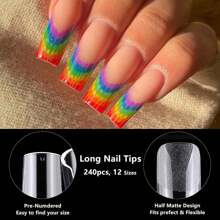 XXL Gel X Nail Tips Square 240pcs Extra Long Clear Tapered Square Fake Nails Full Cover False Nail Tips For Acrylic Nail Extension - Half Matte Sqaure Nail Tips - View 3