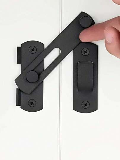 1pc Black Stainless Steel Door Latch Buckle Lock