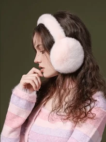 1pc Solid Color Plush Foldable Ear Muffs For Women - Warm & Soft Fur Lining, Lovely Pink Design, Perfect Choice For Autumn & Winter - A - View 4