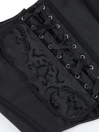 Women Corset Top Jacquard Bustier Crop Top Cami Vest Lace Up Back, Fashionable Shapewear To Wear As Outerwear For Costumes, Parties