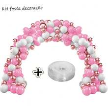 Kit 125 Plain Balloon Balloons 8" Light Pink + White + 5" Rose Gold Chrome For Birthday Party - Màu hồng gỉ - Xem 1