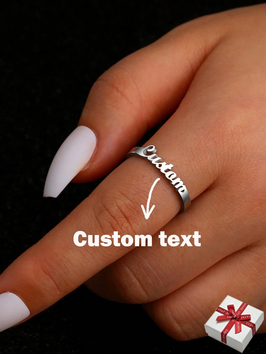 Customized Simple Name Ring, Personalized Jewelry, Stainless Steel, Gold And Silver Adjustable Rings, Couple Gift,New Year Glamour