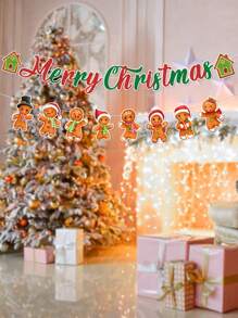 1 套纸质圣诞横幅、圣诞快乐标志横幅花环、姜饼人图案挂饰、圣诞挂饰、家居装饰、圣诞壁炉墙横幅、圣诞装饰、圣诞派对用品、圣诞饰品 - 彩色 - 查看 5