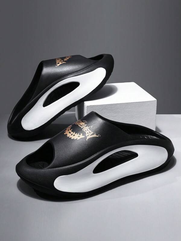 صندل مقاس كبير 36-49 للرجال، طباعة وجه اليقطين الابتسامي، سميك القاع، مرتفع الارتفاع، مضاد للانزلاق، مقاوم للتآكل، مفتوح للتهوية، قابل للارتداء، كاجوال، رياضي، حمام، شاطئ، حفلة، أسود، موديل جديد 2024، كفوف من الإيفا، ناعم القاع، أسلوب زوجي