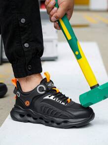 新款时尚钢头安全工作鞋，防砸防刺穿，耐用安全防护鞋，适合所有季节 - 黑色 - 查看 10