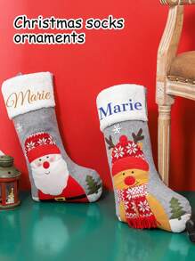 LICVIC 1pc Personalized Christmas Stocking, Large Custom Stockings With Name, Cute Grey Xmas Stocking For Kids,Holiday And Family Stocking For Fireplace Party Decoration Personalized Christmas Stockings Large Grey Custom Christmas Stockings With Names Applique Penguin Stocking