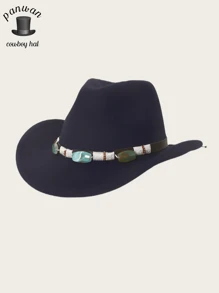 1pc Tie-Dye Bohemian Party Casual Cute Elegant Retro Street Chic Polyester Bowknot Western Cowboy Hat, Spring Summer Autumn Winter Unisex Casual Small Party Jazz Bead Hat - Multicolor - View 6