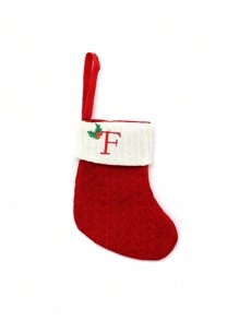 1 pièce Bas de Noël tricoté avec lettres, rouge, blanc et vert 3 couleurs, comprend 26 lettres anglaises. Peut être utilisé comme décoration de fête à la maison, ornement à accrocher au sapin de Noël ou au chevet, petit cadeau pour fête des fêtes, décoration d'Halloween - Multicolore - Voir 31