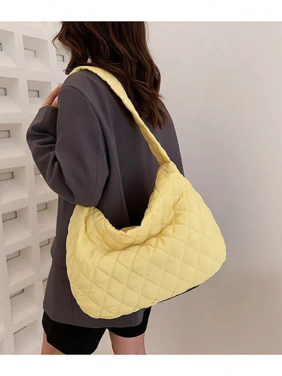 1pc Quilted Nylon Crossbody Bag, Suitable For Casual Outfit, Available