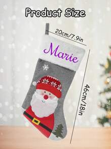 1 件个性化圣诞袜，定制名字刺绣，圣诞节壁炉装饰，装饰有圣诞老人、雪人、企鹅和熊，适用于家庭聚会节日季节装饰个性化圣诞袜带名字-18 大红色定制名字家庭圣诞袜 - 風格1 - 查看 2
