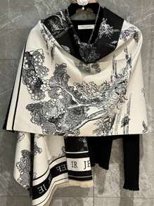 Sciarpa reversibile bianco e nero per donna, stile coreano versatile, scialle/mantella caldo, accessorio invernale spesso per scaldarsi il collo, idea regalo per la Festa della Donna