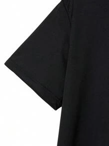 Camiseta de manga corta holgada de estilo boyfriend personalizada para hombres. Personaliza con tu propia foto para diseñar una camiseta para fiestas, equipos, combinaciones de parejas, uniformes de trabajo, familia. - Negro - Ver 9