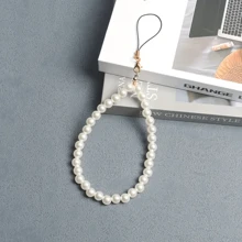 1 件仿珍珠串珠手机挂绳，防丢失手机带，适合送给母亲、家人、朋友、生日、节日的礼物，手机挂饰，手机链