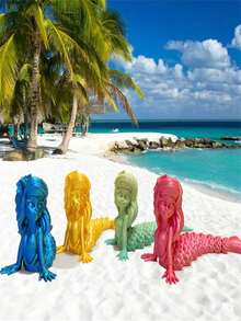 1 pieza Figura decorativa de sirena elegante, decora tu mundo de fantasía, articulaciones móviles flexibles para poses únicas, degradado de color, adecuada para Navidad, Día de San Valentín y Acción de Gracias, decoración interior ideal - artículo de regalo versátil - Multicolor - Ver 12