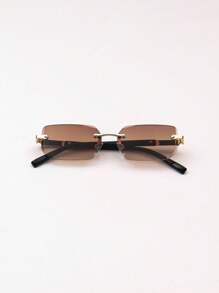 男士方形无框黑金色嘻哈时尚眼镜 - 复古设计，户外驾驶时尚眼镜，街头风格，适合毛衣夹克运动衫连帽衫皮裤和工装裤，适合夏季海滩度假、户外、旅行 - 彩色 - 查看 11