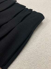 Women's Elegant Linen Pleated Shorts 5053# - Negro - Ver 4