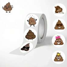 500 pièces/rouleau Autocollants rigolotes de caca de dessin animé, autocollants multifonctionnels autocollants drôles pour l'emballage de cadeau de fête, décoration