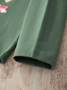 Christmas Boys' Long Sleeve Cartoon Printed T-Shirt, Autumn Winter Style - Green - View 6